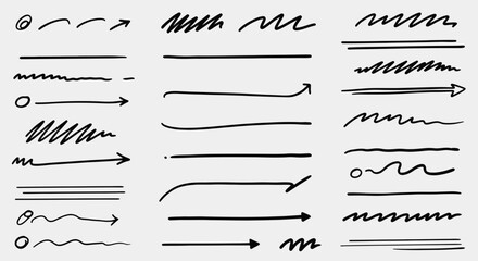 hand drawn lines, arrows, design elements, grunge style, black ink