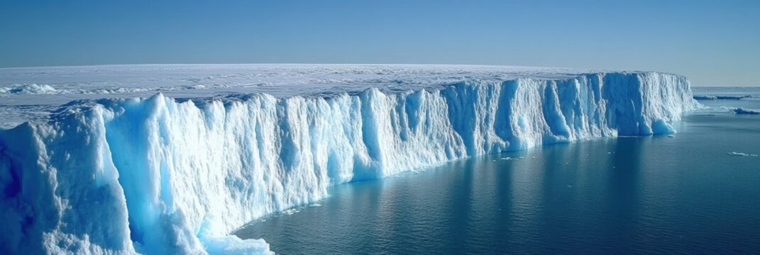Melting glaciers and ice caps show effects of climate change in natural landscape