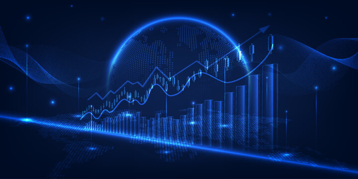 Abstract world economic uptrend graph artwork for financial and investment background.Vector illustrations. 