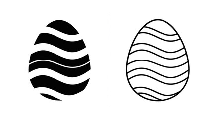 Stylized black and white egg designs with wavy lines and patterns Vector