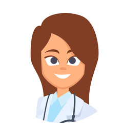 Fototapeta premium Doctor woman character. Cartoon face portrait icon