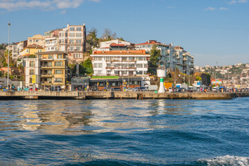 Obraz premium Waterfront apartments and promenade along Bosphorus