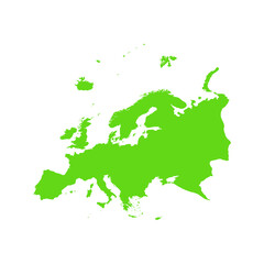Map of Europe in green on a white background.