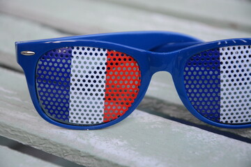 Stadion kibice drużyna narodowa Francja okulary kibica na stadionie 