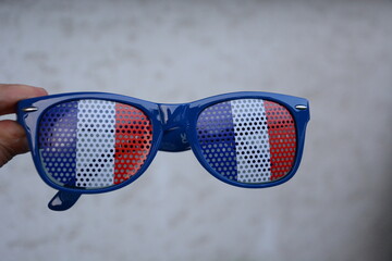 Stadion kibice drużyna narodowa Francja okulary kibica na stadionie 