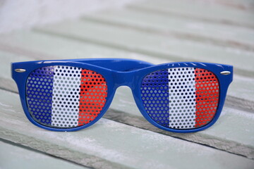 Stadion kibice drużyna narodowa Francja okulary kibica na stadionie 