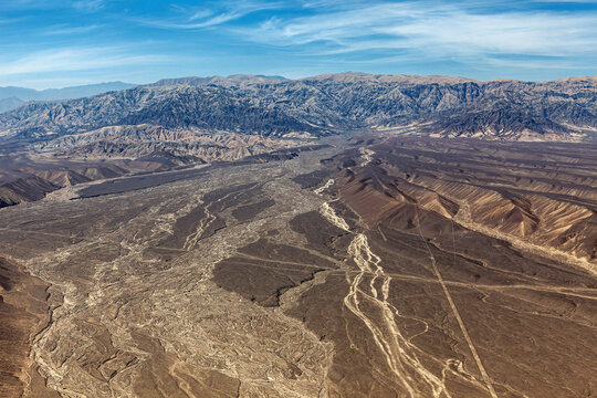 The desert landscape near Nasca in Peru