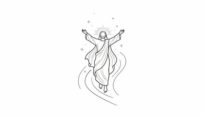 Obraz premium Jesus Christ Ascending to Heaven, Divine Light, Religious Symbolism, Christian Art