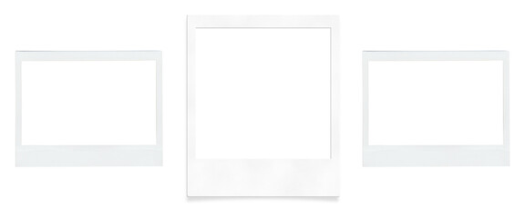 Realistic polaroid photo template. Empty photo frame mock up with shadow. Vintage card. Vector illustration on transparent background