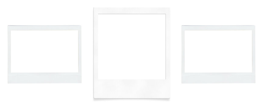Realistic polaroid photo template. Empty photo frame mock up with shadow. Vintage card. Vector illustration on transparent background