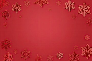 Decorative red snowflakes border festive background copy space winter holiday