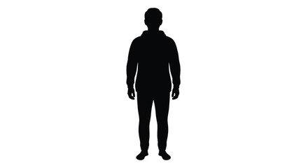 Obraz premium Black silhouette of a man standing isolated on white background