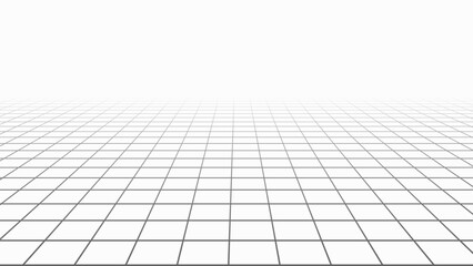 Abstract perspective background. 3D wireframe vector mesh on white background.