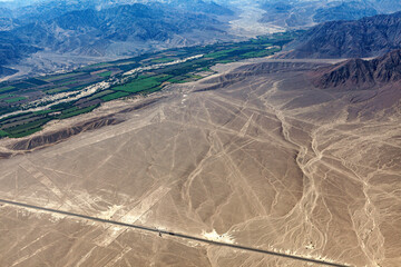 The desert landscape near Nasca in Peru
