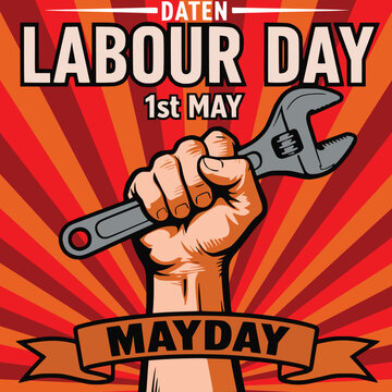 Happy labour day celebration with fist symbol