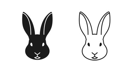 Black and white rabbit faces illustration vector design concept Vector