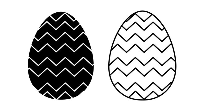Easter eggs with zigzag pattern, minimalist design, vector illustration, black and white Vector