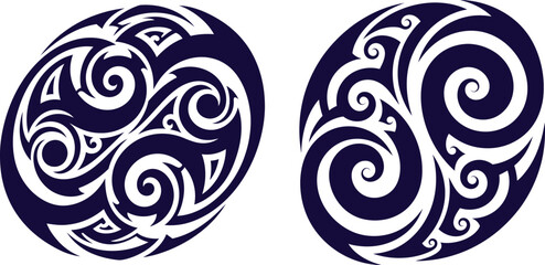 Fototapeta premium Intricate oval tribal patterns for traditional cultural design projects and spiritual symbol artwork