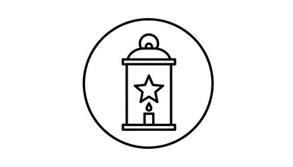 Fototapeta premium Vintage Lantern with Star and Candle Icon, Symbol of Light, Hope, and Celebration