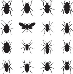 Pests and various insects set vector icons