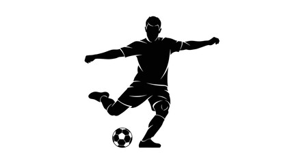 Fototapeta premium Soccer Player Kicking Football Silhouette Dynamic Sports Action