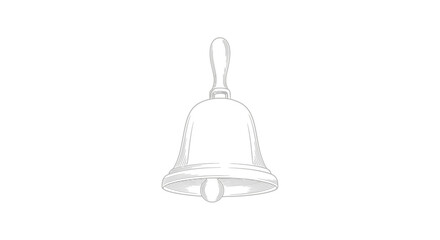 Hand Drawn Sketch of a Classic Bell with Wooden Handle