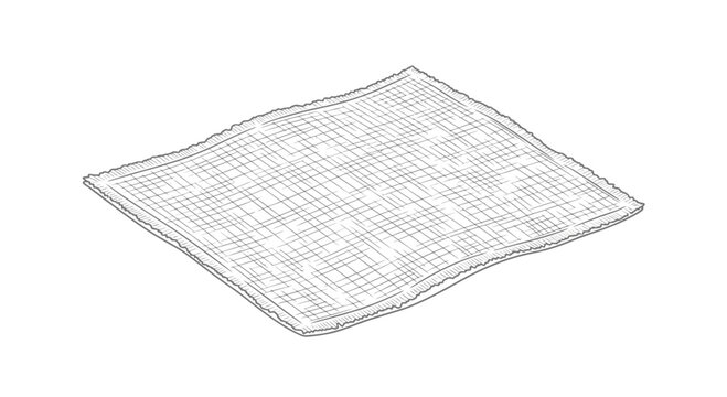 Hand Drawn Sketch of a Square Piece of Fabric with Woven Texture