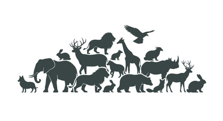 Fototapeta premium Wild Animal Silhouette Collection in Multiple Poses