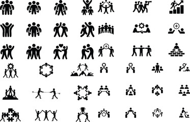 Obraz premium People Crowd Team Icon Set Vector Pack Teamwork Group Symbol Icons Collection