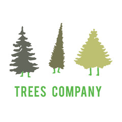 Fototapeta premium A decorative vector illustration featuring a merry Christmas tree set with green pine and fir trees, perfect for a winter holiday celebration card or forest themed nature design