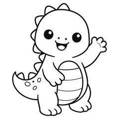 Obraz premium Cute Dinosaur Kids Coloring Page Outline Vector Illustration