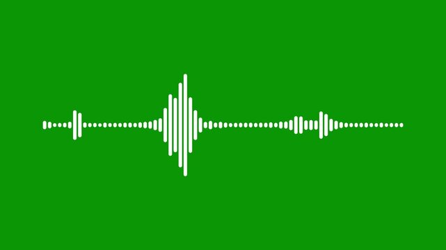 Realistic audio spectrum visualizer, white sound wave frequency on green screen, modern music bars animation, digital podcast waveform, high quality audio visualization element. 4K