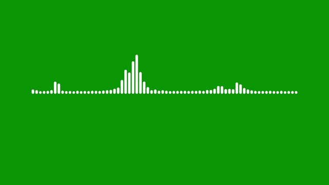 White glowing audio spectrum green screen, dynamic sound wave visualizer, music frequency bars animation, professional podcast audio wave, cinematic sound visualizer overlay asset. 4K