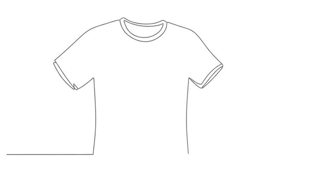 A minimalist line drawing depicts a T-shirt, front view