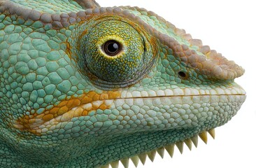Fototapeta premium Close up of a chameleon head vibrant colors and detailed skin texture