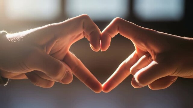 Hands forming heart symbol love and affection concept