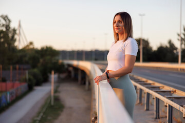 Woman taking a morning jogging break