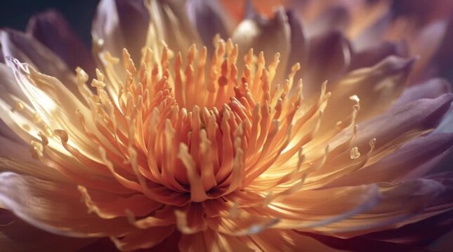 Close-up of a vibrant orange flower with delicate petals and stamens against a dark background.