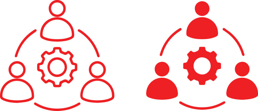 people, gears, mechanical,icon circular, minimalist, silhouette, black and white management, business, corporate, design elements