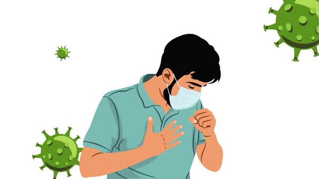 Men wear anti-virus masks when they have coughs and colds.