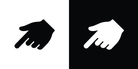 Obraz premium Human hand finger pointing up or clicking. Simple black and white line icons. Touchscreen gesture, direction indicator, or selection symbol for app and website UI design.