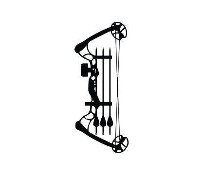 Compound Bow Silhouette with Arrows and Quiver