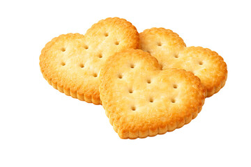 Round Golden Crackers Isolated on Transparent Background
