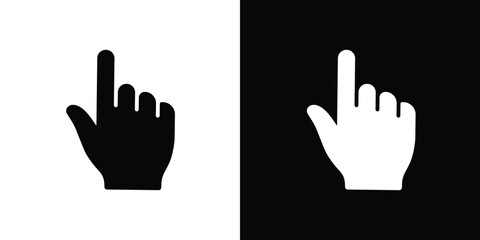 Fototapeta premium Human hand finger pointing up or clicking. Simple black and white line icons. Touchscreen gesture, direction indicator, or selection symbol for app and website UI design.