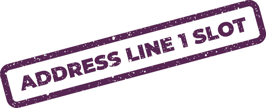 Distressed rubber stamp design presenting the phrase address line one slot, appropriate for marking designated entry points or spaces