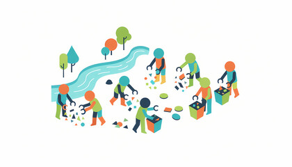 Community River Cleanup: Volunteers Working Together for a Cleaner Environment.