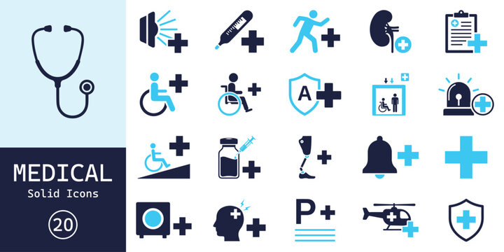 A close up view of the medicon logo and branding featuring white text on a dark blue background