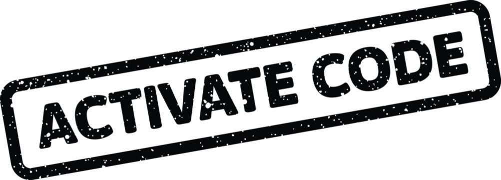Distressed style rubber stamp displaying the phrase ACTIVATE CODE, ideal for digital security or software license themes