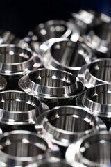 High-precision steel machine flanges with smooth surface quality produced by machining.