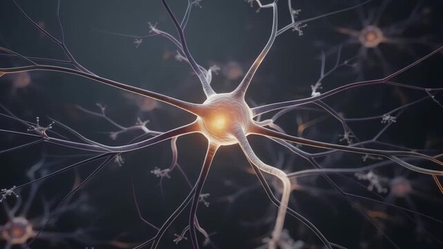 Intricate depiction of nerve cell communication processes in action